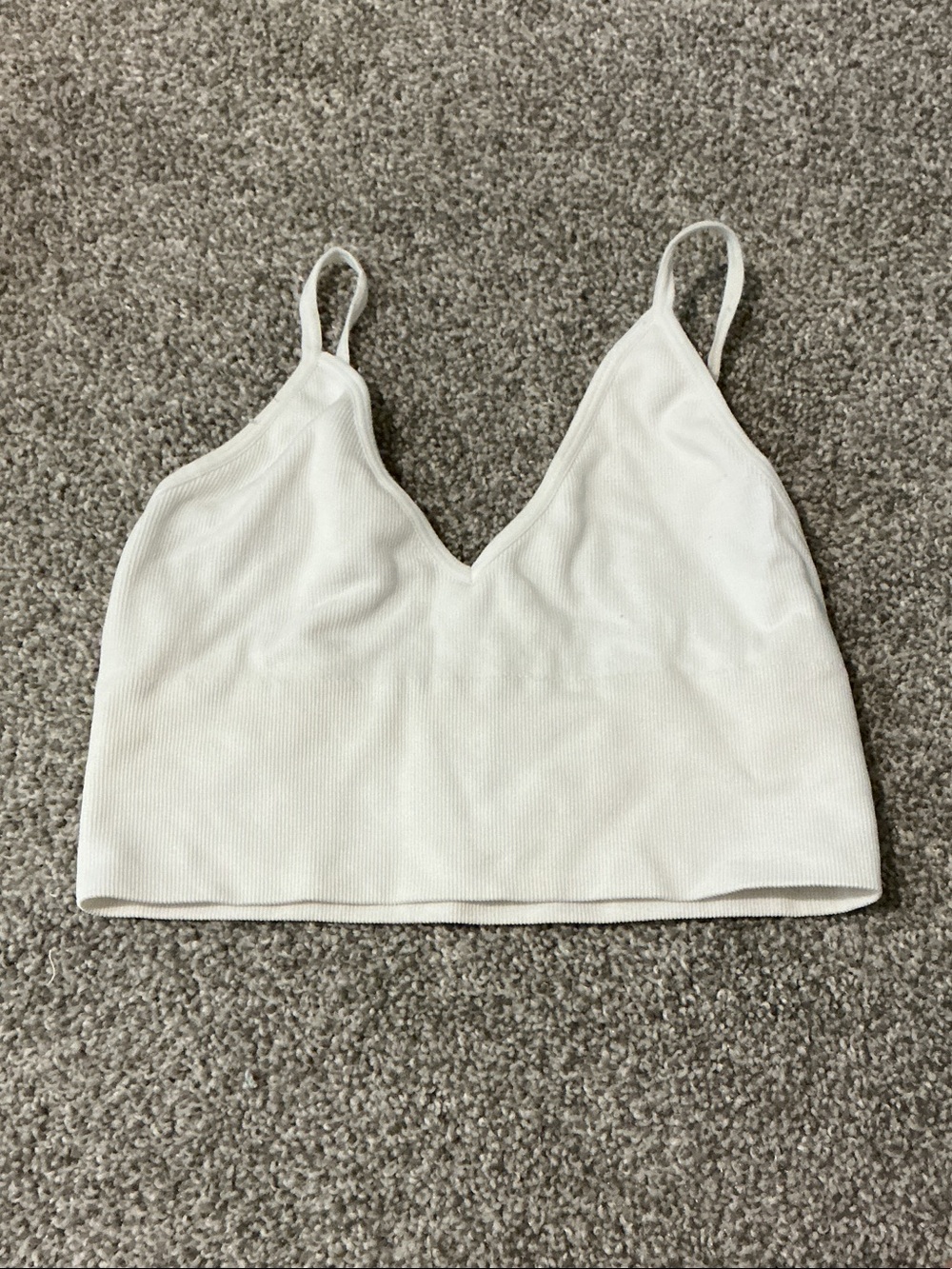 Target White Ribbed V-Neck Cropped Camisole